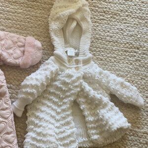 Baby Hooded Sweater, Winter White, 3-6 months